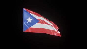 Puerto Rico Flag. 4K 3D Realistic Waving Flag with background black Perfect Loop video