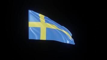 Sweden Flag 4K 3D Realistic Waving Flag with background black Perfect Loop video