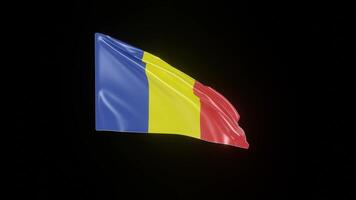 Chad Flag. 4K 3D Realistic Waving Flag with background black Perfect Loop video