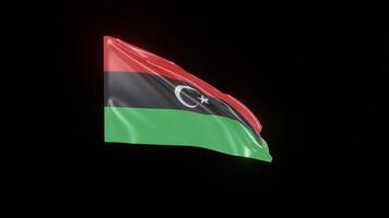 Libya Flag 4K 3D Realistic Waving Flag with background black Perfect Loop video