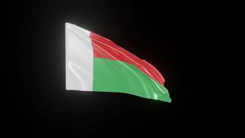 Madagascar Flag. 4K 3D Realistic Waving Flag with background black Perfect Loop video