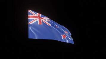 New Zeland Flag 4K 3D Realistic Waving Flag with background black Perfect Loop video