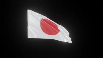 Japan Flag 4K 3D Realistic Waving Flag with background black Perfect Loop video