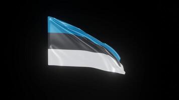 Estonia Flag 4K 3D Realistic Waving Flag with background black Perfect Loop video