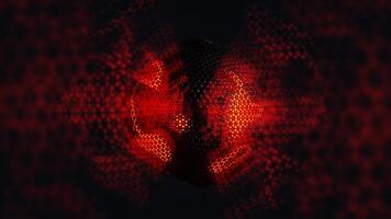 3D rendering of abstract geometric pattern red and black color matter ghost effect background video
