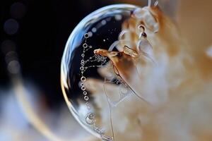 A captivating macro abstract showcasing an organic structure within a clear sphere. photo