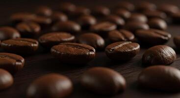 Aromatic coffee beans are artfully arranged in a visually appealing pattern. photo