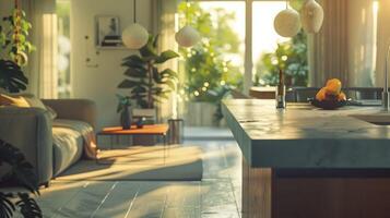 Interior design of a kitchen, modern, stylish design, render, artistic photo