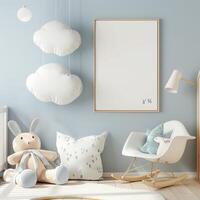 Boho poster mockup for kids room, boho childs room decor, beautiful poster mockup, wall art mockup, kids decor, cloud photo