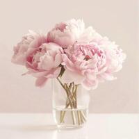 A bouquet of pink peonies template, floral background, vase photo
