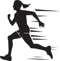 Runner with Dynamic Motion Lines Design Silhouette Art Illustration on a White Background vector