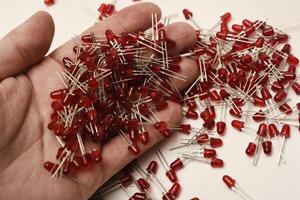 Red and orange LED indicators. LED electronic unit. photo