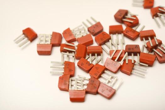 Retro transistors on a white setting. Microelectronics. photo