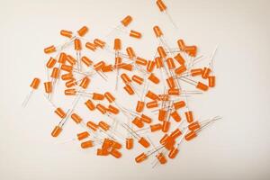 Red and orange LED emitters. LED-based electronic device. photo