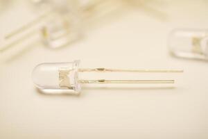 One white LED element. Electronic LED lamp. Electric LED light photo