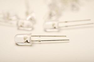 One white LED element. Electronic LED lamp. Electronic light-emitting diode lamp photo