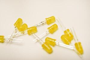Yellow multicolored LED lights. Electronic LED component. photo