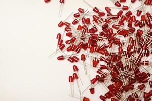 Blood-red LED modules on a bright white platform. The transmission part acts as a diode-illuminated device. photo