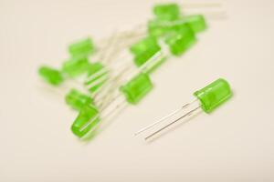 One green LED element. Electronic LED lamp. LED lighting fixture photo
