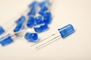 Semiconductor LED light One blue LED element. Electronic LED lamp. photo