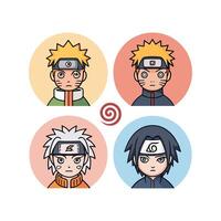 Four different narutos are shown in different colors vector