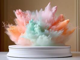 Colorful powder explodes, creating a stunning visual display. photo