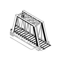 A black and white drawing of a railroad bridge vector