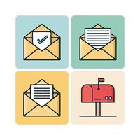 Mail envelope icon set illustration vector