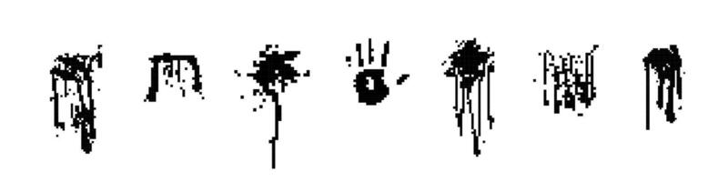 Abstract ink splatters forming unique shapes in symmetrical arrangement vector