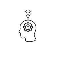 Icon of human head with gear inside and light bulb above for creativity and ideas vector