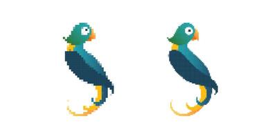 Pixel art parrot with vibrant colors showcasing digital artwork creativity and playfulness vector