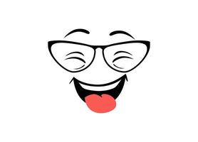 Playful smiling face with glasses and sticking out tongue on a simple background vector