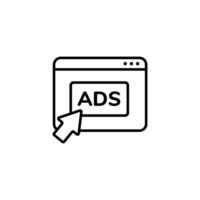 Online advertisement icon with cursor clicking for web marketing and digital content promotion vector