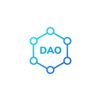 Dao network icon with hexagon and connections for decentralized autonomous organizations vector