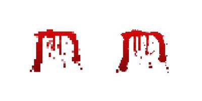Pixelated red blood drips on white background, abstract digital artwork with glitch effect vector
