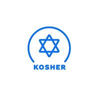 Kosher symbol with star of david in blue circular frame vector