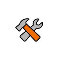 Hammer and wrench icon shows symbols of construction and home repair in simple design vector