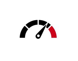 Speedometer icon showing maximum speed with red line indicating high velocity vector