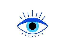 Blue eye symbol with radiating lines and dots in simplified artistic design vector