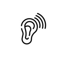 Icon of an ear with sound waves indicating listening and audio communication vector