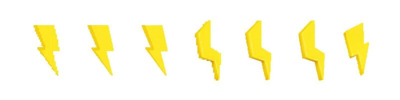 Bright yellow lightning bolt symbols arranged in a row with simple geometric pixel art style vector