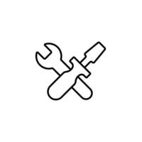 Simple black wrench and screwdriver icon design in modern minimalistic style for tools vector