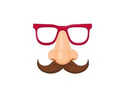 Red glasses and mustache disguise with large nose on a white background vector