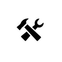 Hammer and wrench positioned in a cross shape for tool symbol representation vector