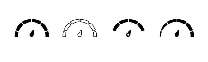 Fuel indicators showing empty to full tank levels in simple black and white icon design vector