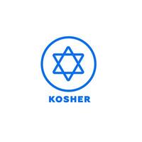 Star of david emblem representing kosher food certification in blue circle symbol vector