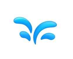 Blue water splash design with curved drops in rising motion for refreshing visual appeal vector
