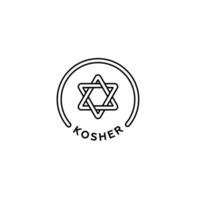 Kosher certification symbol with Star of David in black line design vector
