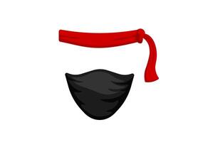 Red ninja headband and black mask floating in minimalist icon design vector