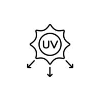 Ultraviolet rays protection symbol with arrows indicating uv light in simple black line design vector